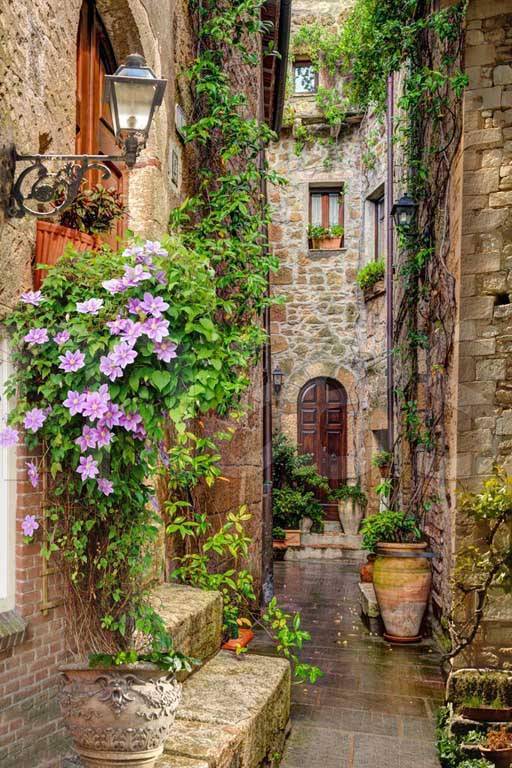 Фотообои Итальянская улочка в цветах
